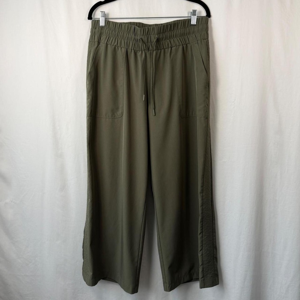 Mondetta Olive Green Wide Leg Pants with Drawstring Waist, size L